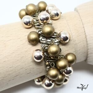 Vintage Gold & Silver Bead Jingle Cha Cha Stretch Expandable Bracelet - Hey Viv